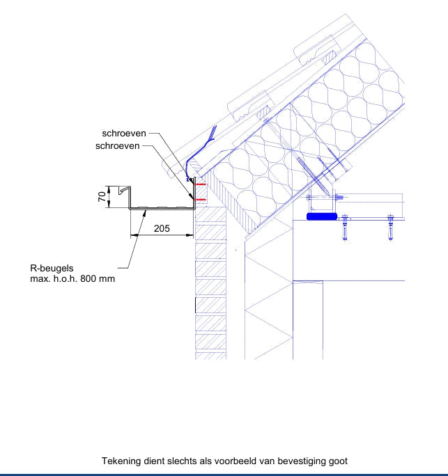 Type 21 - beugelgoot - Wit RAL9010 - per cm